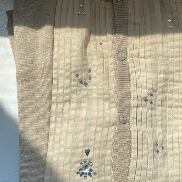 Dorothee Schumacher Embellished Camel Wool & Silk Sweater w Linen Plears; Small - Picture 5 of 15
